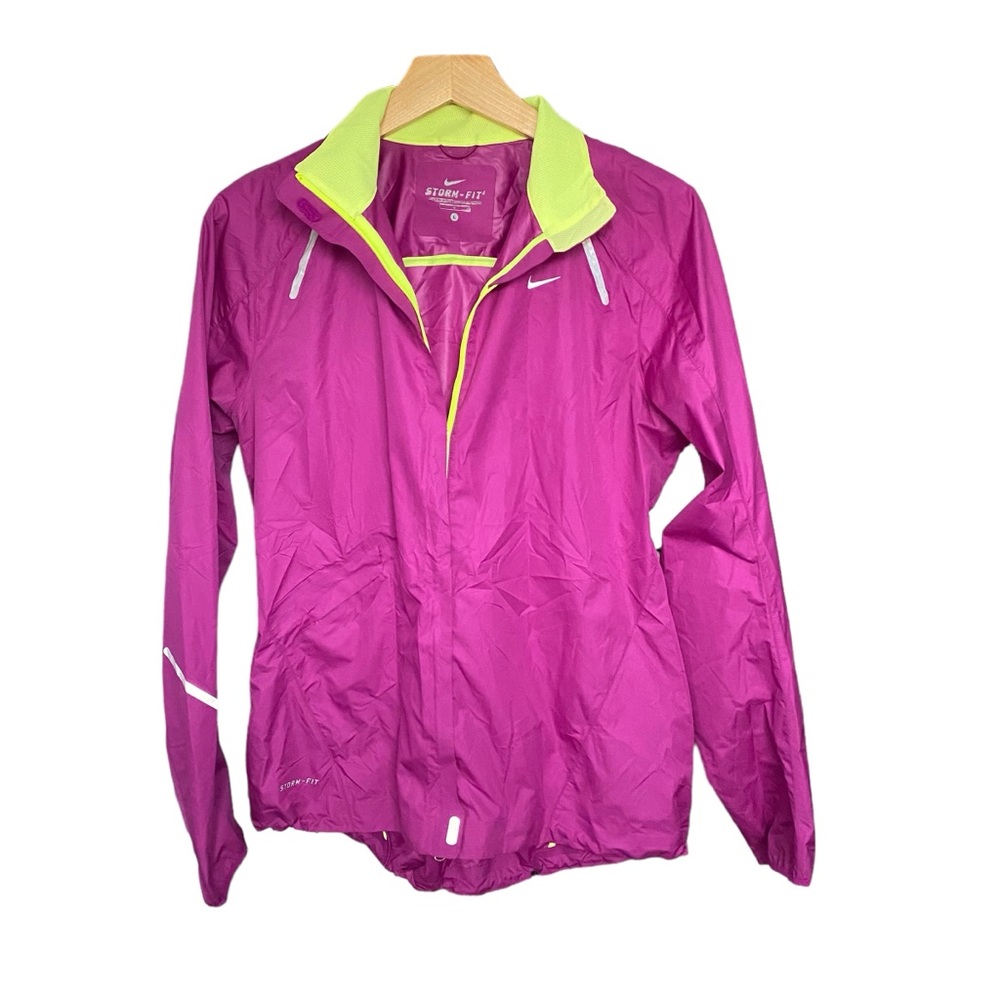 Nike Purple Storm Fit Waterproof Windbreaker Zip Up Reflective Jacket Womens L